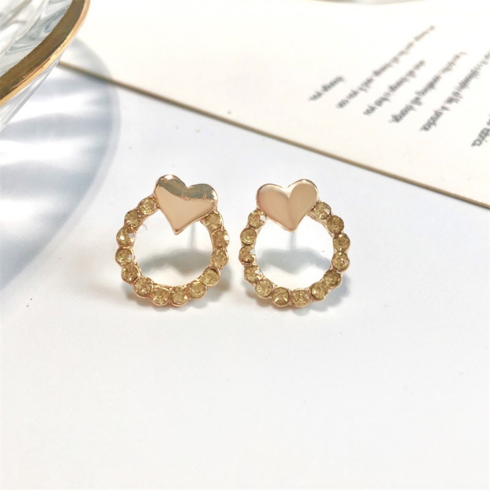 Gold Heart Shaped Champagne Earrings